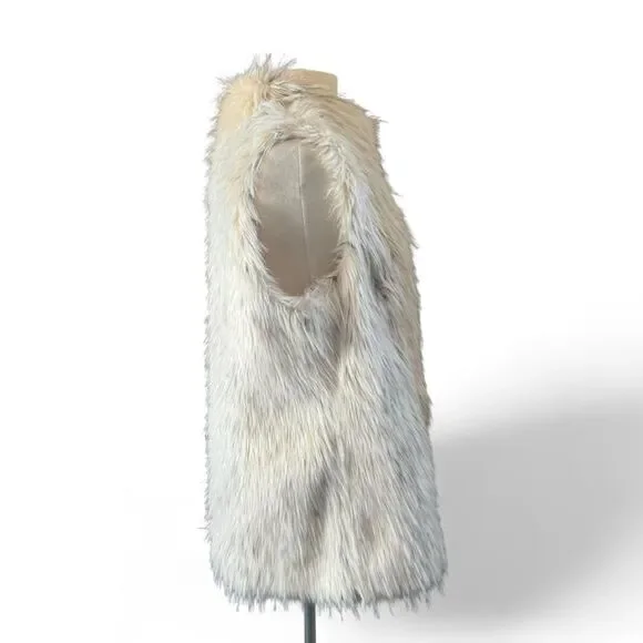 Rachel Zoe Women’s Faux Fur Vest Ivory Cream Sleeveless hook closure Size L - Picture 5 of 8